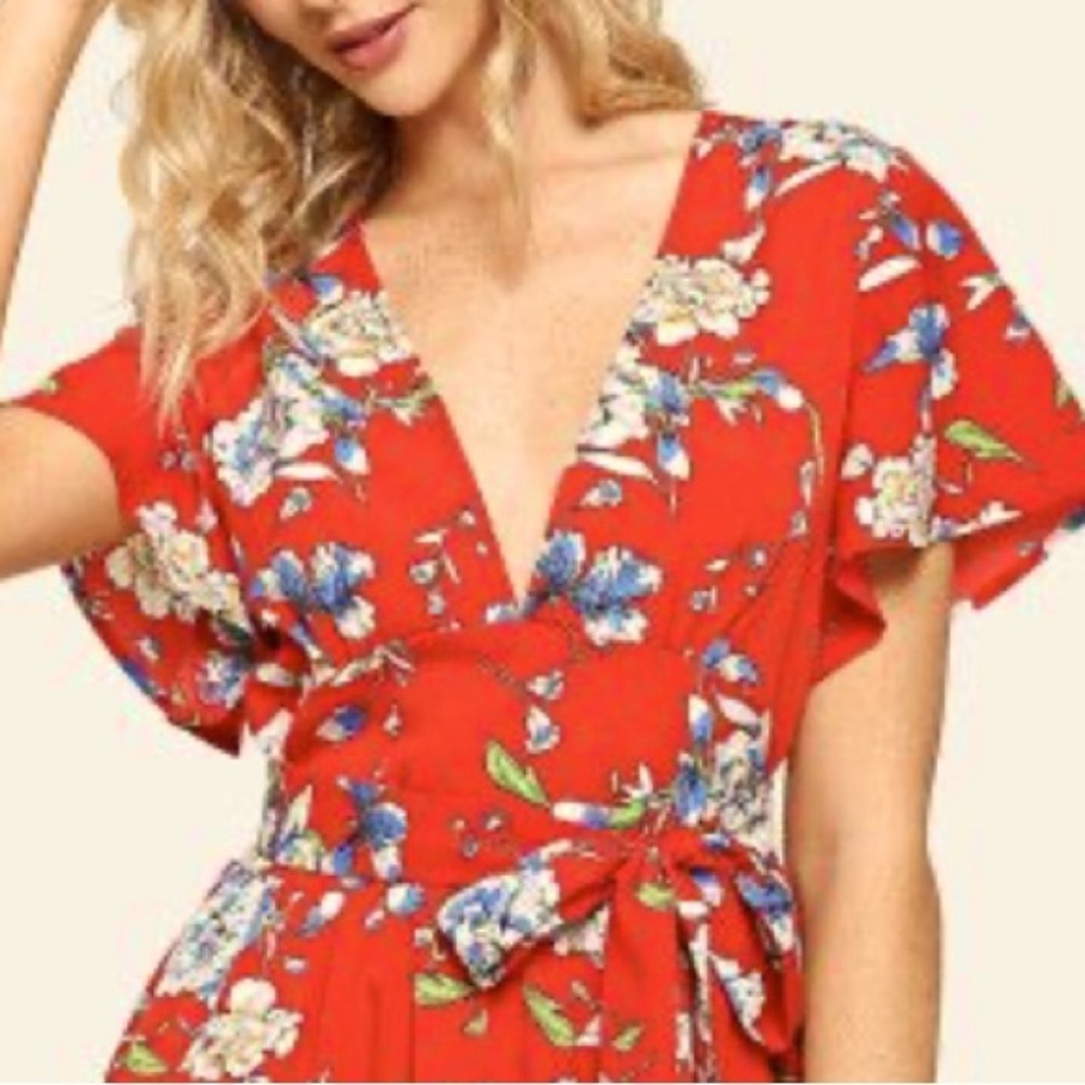 Renee C. Red Floral Blouse